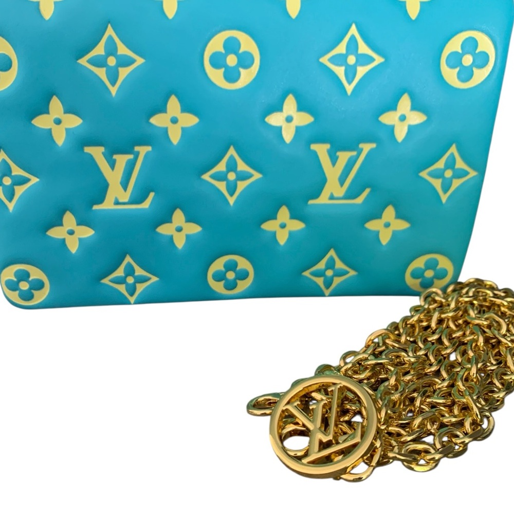 🆕Louis Vuitton Style Embossed Monogram Vuittamins Pochette Coussin Menthe Jaune🆕 - Picture 3 of 16